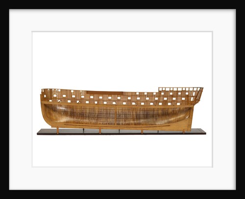 Ship of 74 guns, half-sectional model, starboard hull internal view by unknown