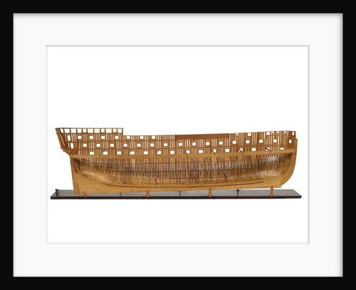 Ship of 74 guns, half-sectional model, port hull internal view by unknown