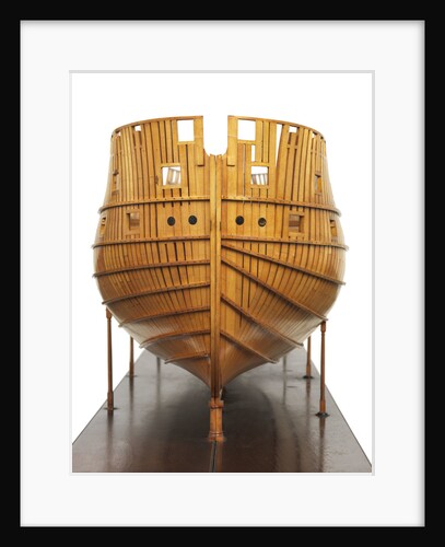 Ship of 74 guns, two half-sectional models, bow by unknown