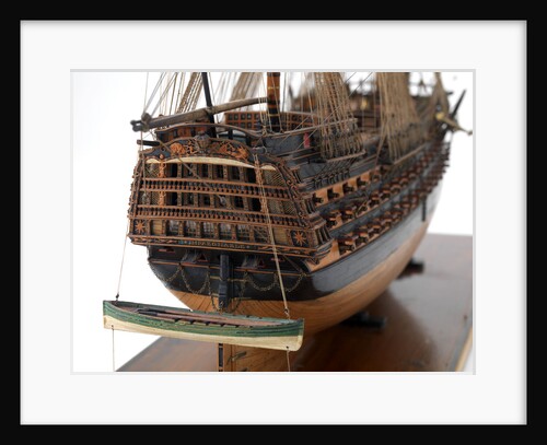 Ship of 110 guns, starboard stern gallery and boat detail by unknown
