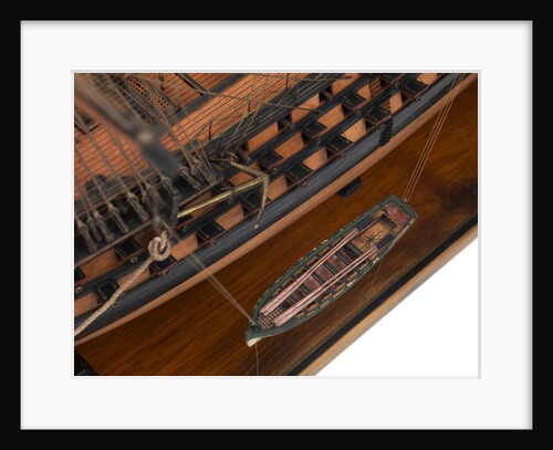 Ship of 110 guns, portside and row boat detail by unknown