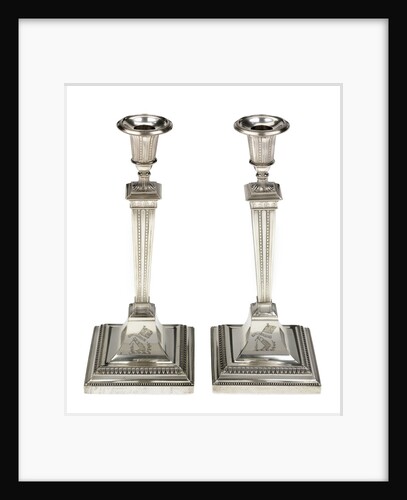 One of a pair of candlesticks which belonged to Mrs Elizabeth Cook, widow of Captain James Cook (1728-1779) by John Parsons & Co.