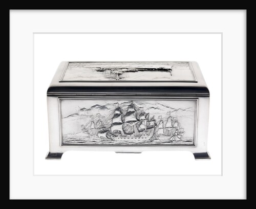 Silver cigarette box, commemorating the Battleship HMS 'King George V' (1911), given to King George V (1865-1936) by his mother Queen Alexandra (1844-1925) by Peter Carl Faberge