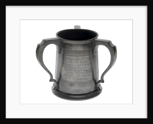 Pewter tankard won at the RNAV cutter race, 1890 by James Dixon & Sons