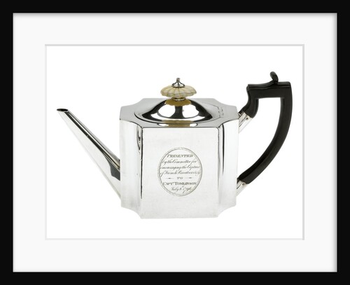 Silver teapot presented to Captain Nicholas Tomlinson (d.1847) for the capture of privateers in 1796 by Robert Salmon