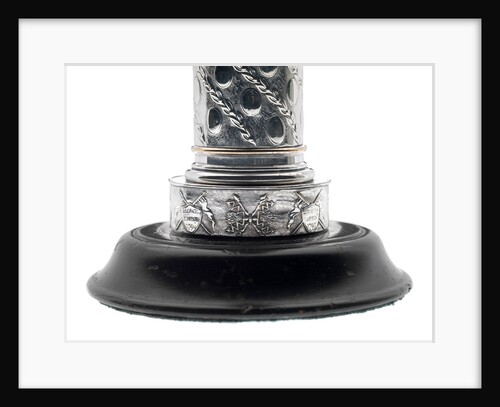 One of a pair of matching Sheffield plate candlesticks commemorating the victories of Admirals Richard Howe, John Jervis, Adam Duncan and Horatio Nelson by unknown