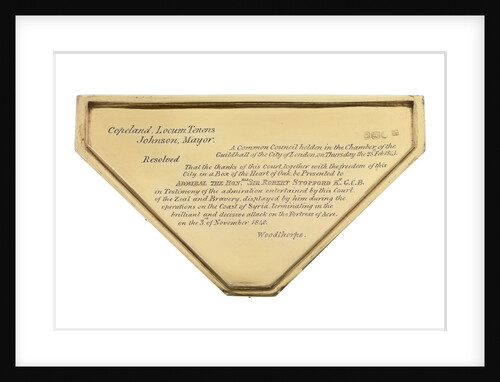 Freedom box presented by the City of London to Sir Robert Stopford (1768-1847) for his role in the campaign in Syria by Charles Rawlings