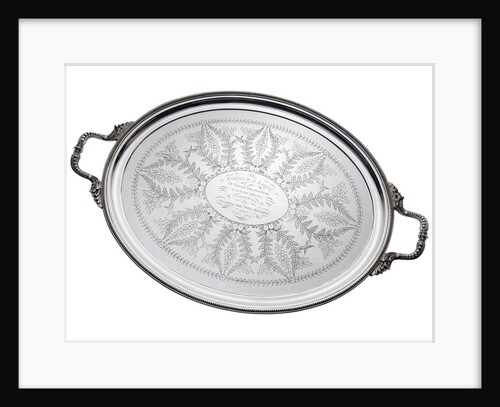 Tray presented to Captain G.D. Taylor (born 1835), on his retirement as Dockmaster, London Docks by G. & S.