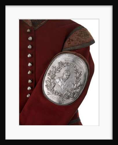 Arm badge (brassard) awarded as a prize in the Royal Regatta, 1865, and attached to the sleeve of prize coat by I.S.