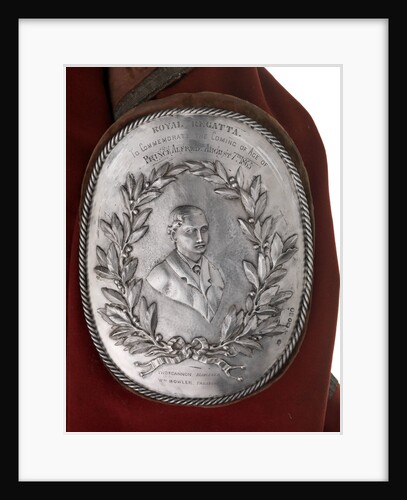 Arm badge (brassard) awarded as a prize in the Royal Regatta, 1865, and attached to the sleeve of prize coat by I.S.