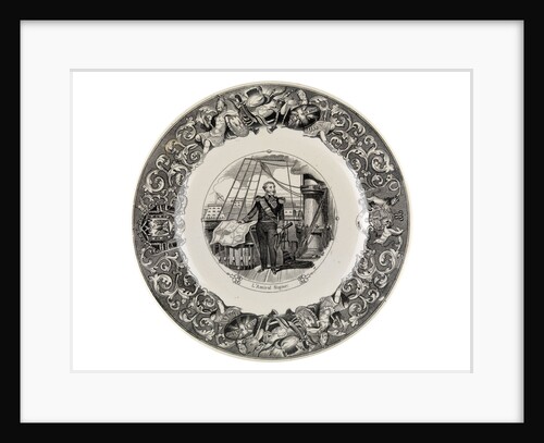 Black transfer-printed plate of the Crimean War period by Utzchneider and Co