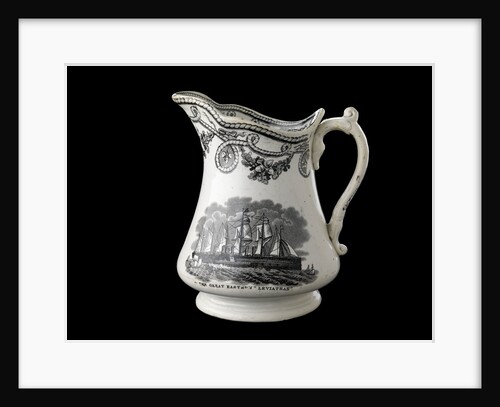 Jug transfer-printed in black on one side with a view of HMS 'Agamemnon' at anchor and the other with the 'Great Eastern' under sail and steam by unknown