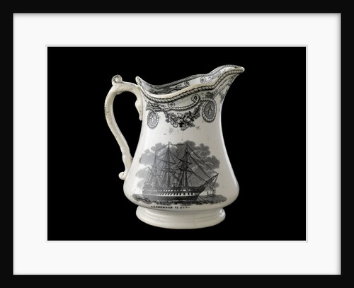 Jug transfer-printed in black on one side with a view of HMS 'Agamemnon' at anchor and the other with the 'Great Eastern' under sail and steam by unknown
