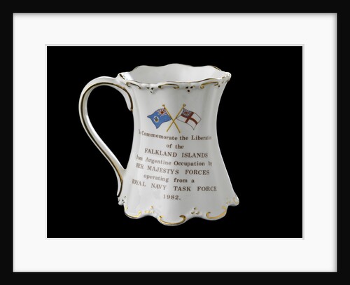 Shaped mug with gilt scrolling rims commemorating the Falklands War, 1982 by St George Fine Bone China