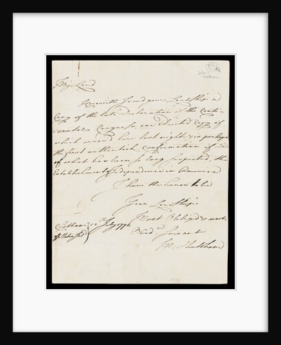 Letter from the Sandwich Papers by unknown