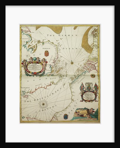 A new mappe of the sea coasts of England, France and Holland, wherein the English names, situation, point of the compass, and distance of the several ports, harbours, havens, creeks, sands. by John Seller