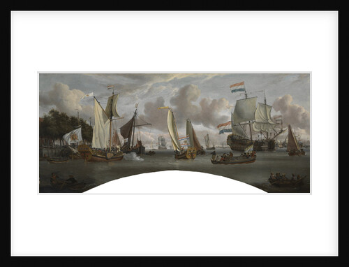 Ships on the River Ij in front of the Tollhouse near Amsterdam (before conservation in 2008) by Abraham Storck