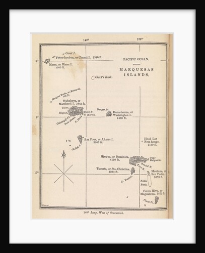 Map of Marquesas Islands from Herman Melville's 'A narrative of a four month's residence among the natives of a valley of the Marquesas Islands' (1846) by unknown