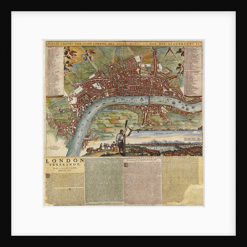 A Dutch map showing areas devastated by the Great Fire of London, 1666 by unknown