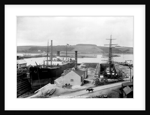 The dry dock at Falmouth with SS 'Alleghany' berthed and a 3-masted barque in the adjacent dry dock by unknown