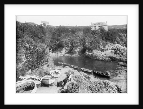 Prussia Cove, Cornwall with rowboats afloat and ashore by Francis Frith & Co.