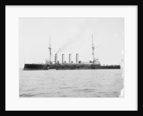 HMS 'Diadem' (1896) anchored at Spithead, masts wrapped in sailcloth by Anonymous