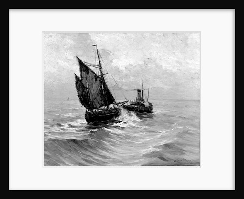 A tug towing a small sailing vessel by Bedford Lemere & Co.