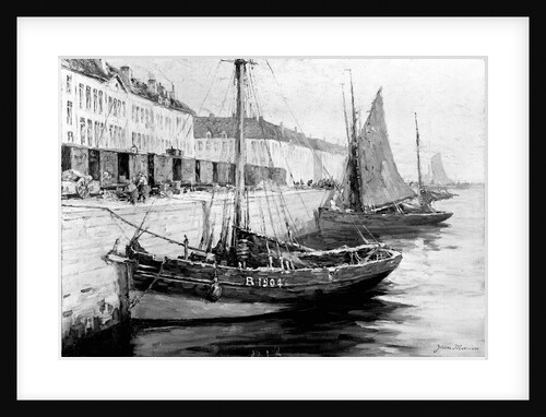 Fishing boats alongside a quay by Bedford Lemere & Co.