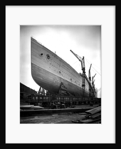 Bow view of the 'Aquitania' (1914) before launch by Bedford Lemere & Co.