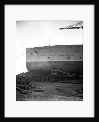 Fore part of the 'Aquitania' (1914) on the stocks by Bedford Lemere & Co.