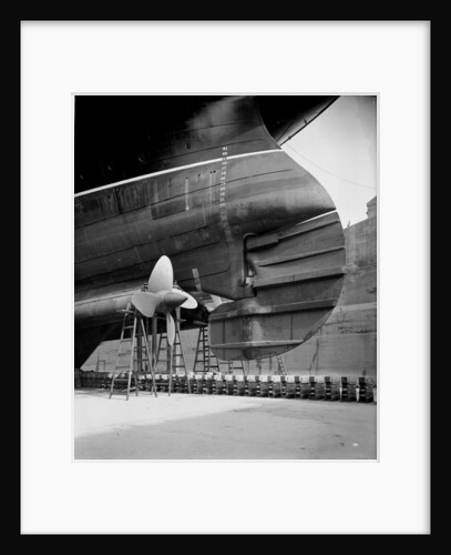 Rudder and inner propellers of the 'Aquitania' (1914) by Bedford Lemere & Co.