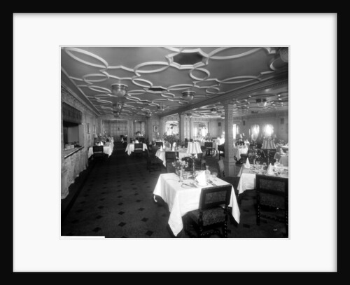 First Class Grill Room on the 'Aquitania' (1914) by Bedford Lemere & Co.