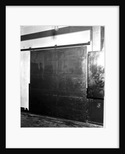 Sliding fireproof door in the First Class Pantry on the 'Aquitania' (1914) by Bedford Lemere & Co.