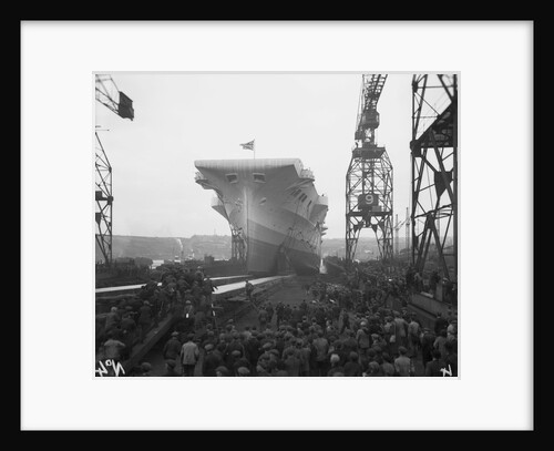 Aircraft carrier HMS 'Victorious' (1939) moving down the slipway on No.3 berth by unknown