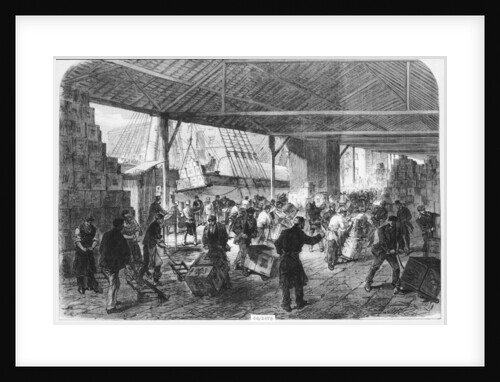 Unloading tea ships in the East India docks by unknown