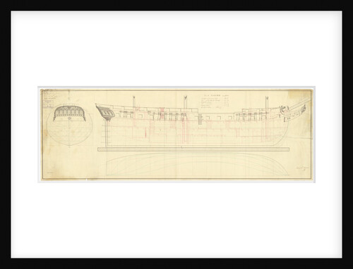 Lines and profile plan for 'Loire' (1798) (ex 'La Loire') by Unknown