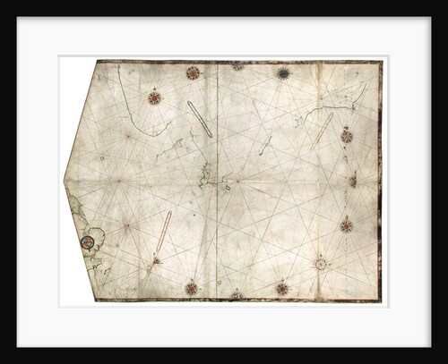 Portulan chart constructed by William Borough showing the sea area of the North Sea and Baltic, from the east coast of England to the head of the Gulf of Sweden, circa 1580 by William Borough