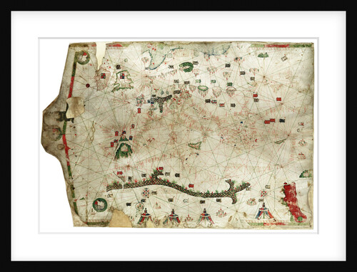 A Mediterranean chart showing the North East Atlantic by Arnaldus Domenech