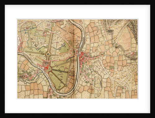 Map of Hampton Court, Kingston and Norbiton by John Rocque