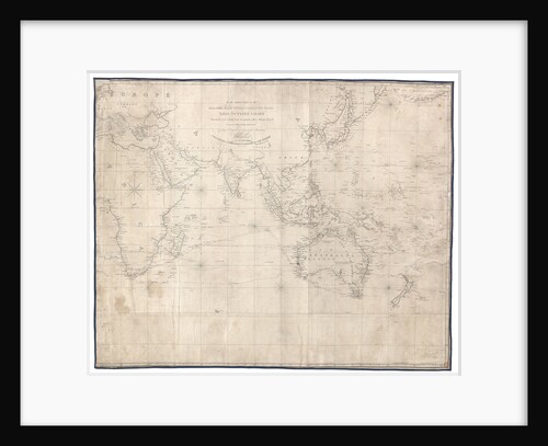 To the officers in the honourable East India Company's service this outline chart intended for their use to prick off a ship's track is most respectfully dedicated by W. Heather A new edition 1830 revised and corrected by J. W. Norie by J.W. Norie