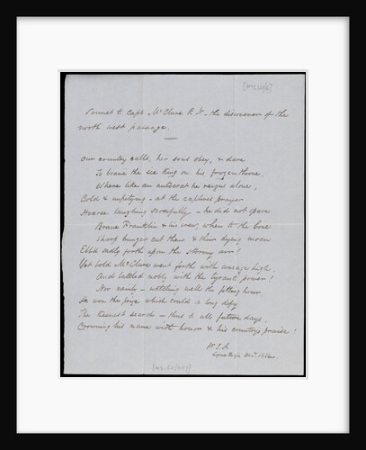 Sonnet addressed to Captain McClure by Robert John Le Mesurier Mcclure