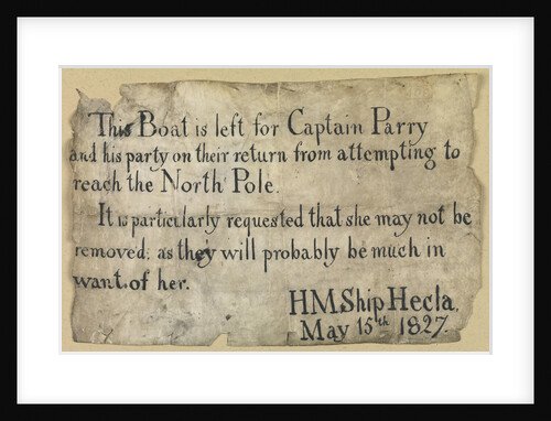 Message from William Edward Parry's attempt on the North Pole 1827. by unknown