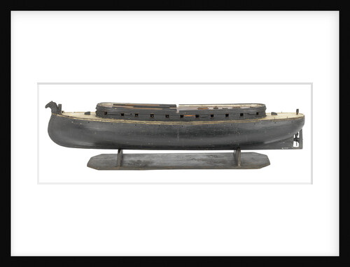 Full hull model of a floating battery gunboat (circa 1850); model is decked by unknown