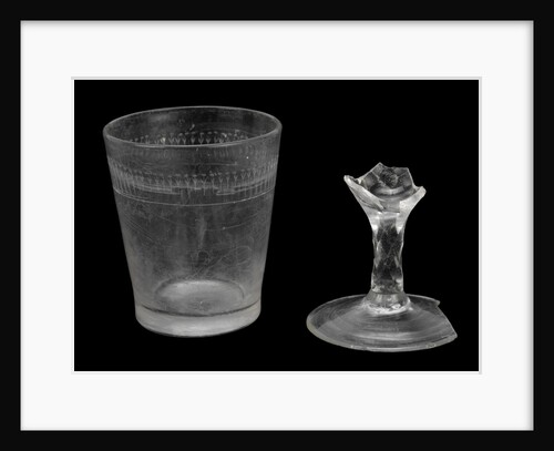 Glass tumbler and glass stem by unknown