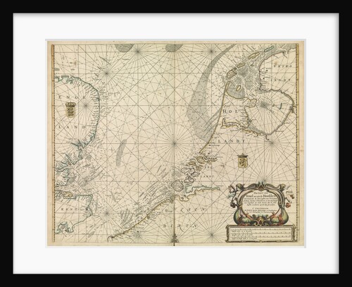 Chart of the North Sea and Dutch coast, 1661 by Mount & Page
