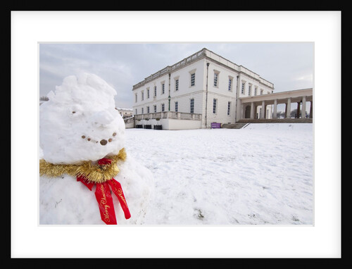 Snowman with The Queen's House in the background by National Maritime Museum