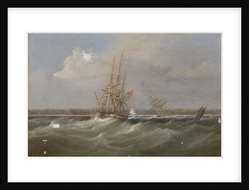 The opium clipper 'Sylph' salvaged by the sloop 'Clive', 1835 by William John Huggins