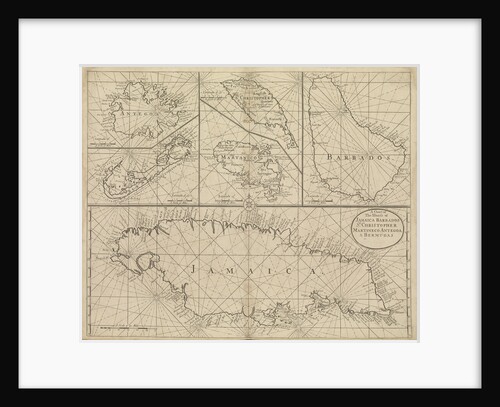 Chart of Jamaica, Barbados, St Christopher, Martinique, Antigua and Bermuda by John Seller