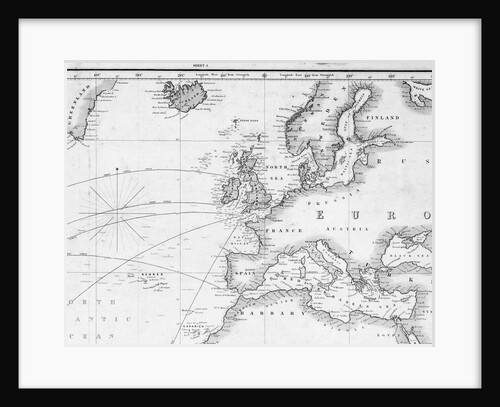 A general chart for the purpose of pricking off ship's track from England southward and round the world (detail) by J.S. Hobbs