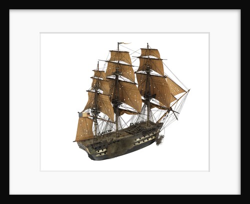 Warship; 74 guns by William Haines